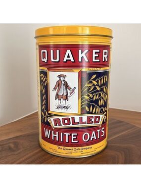 QUAKER OATS Vintage Tin Collectible Display Kitchenware Cookie Recipe Kitschy